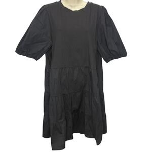 Taylor Tillman Carlie Dress Black Size XL Short Sleeve Tiered Ruffle A-Line
